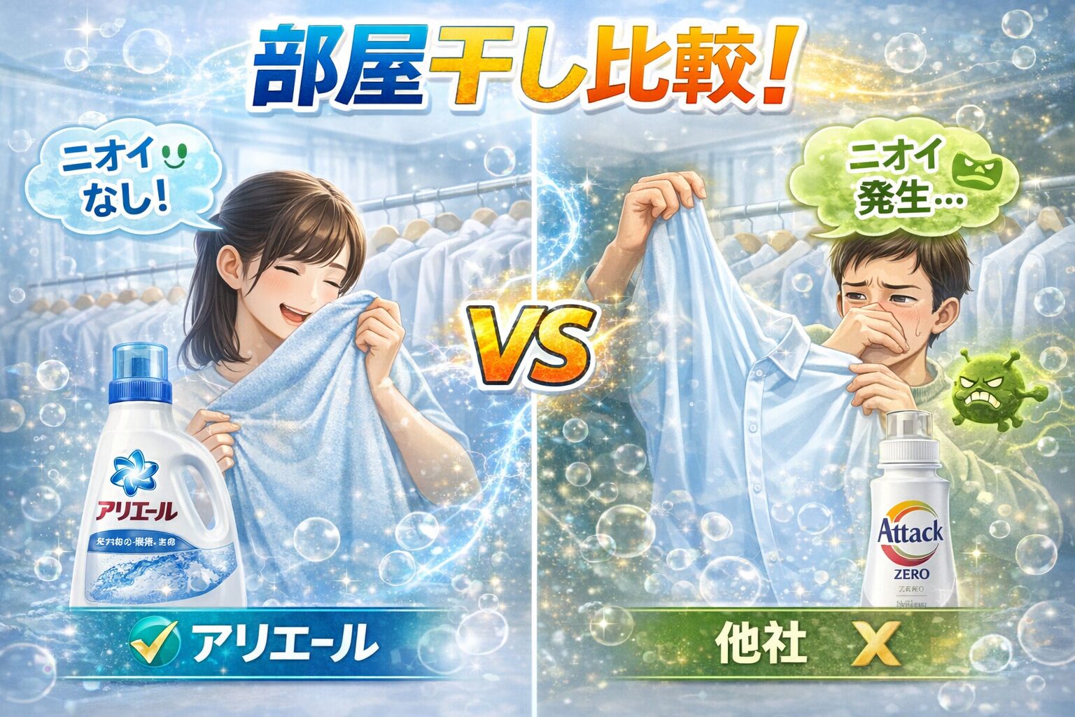 アリエール アタック 部屋干し 比較